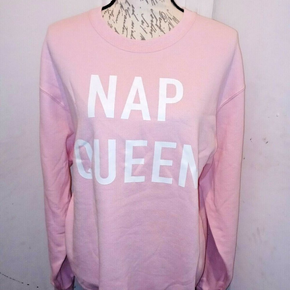 WOMENS NAP QUEEN SIGN PINK JUMPER PULLOVER